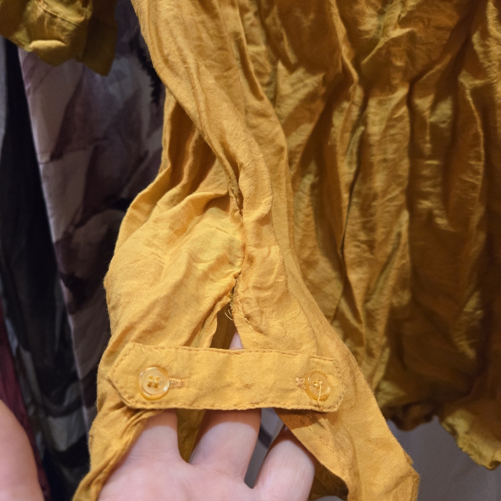 Golden Ruffle Women's Blouse - Picture 2 of 7